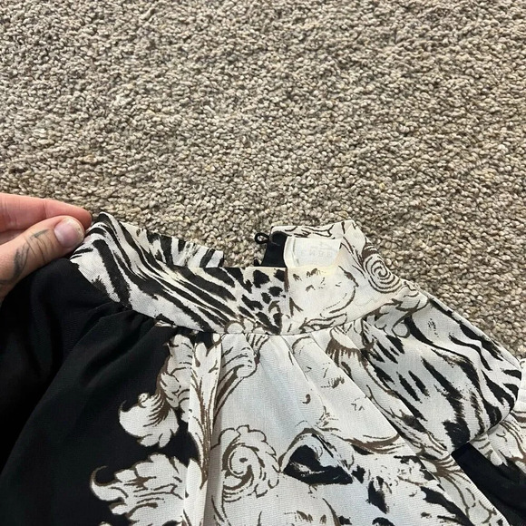 Ember‎ Mock Neck Blouse Floral Business Casual Blouson Sleeve Office Career Crop - Picture 6 of 14